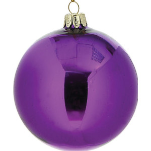 Μώβ Γυάλινη Χριστουγεννιάτικη Μπάλα 10cm,Σέτ/2