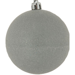 Ασημί Πλαστική Χριστουγεννιάτικη Μπάλα Με Γκλίτερ 8cm,Σέτ/6
