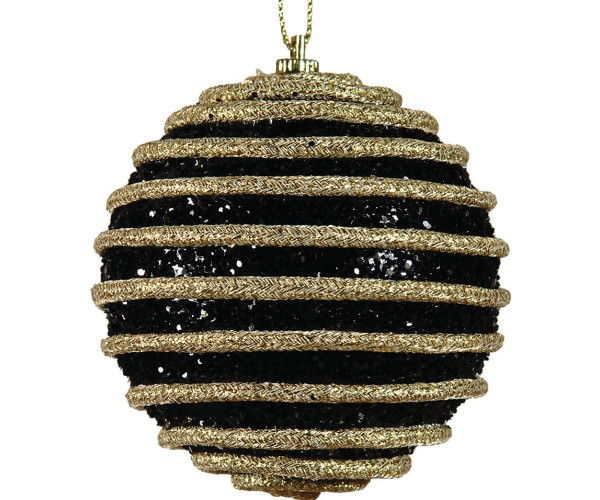 Μάυρη Χριστουγεννιάτικη Μπάλα 8cm,Σέτ/6