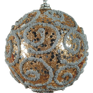 Σαμπανί Πλαστική Χριστουγεννιάτικη Μπάλα 8cm ,Σέτ/6