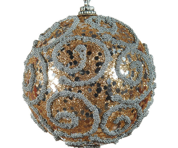 Σαμπανί Πλαστική Χριστουγεννιάτικη Μπάλα 8cm ,Σέτ/6