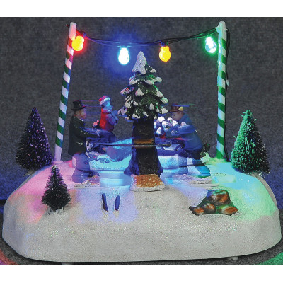 Χριστουγεννιάτικο Διακοσμητικό Όπτικαλ Χωριό Μουσικής Και Κίνησης Μπαταρίας ,20 x 12 x 15(Η)cm