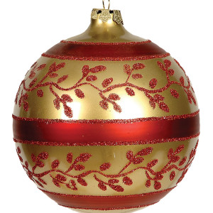 Γυάλινη Χριστουγεννιάτικη Μπάλα 10cm,Σέτ/4