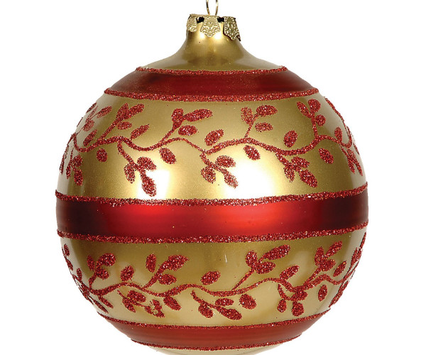 Γυάλινη Χριστουγεννιάτικη Μπάλα 10cm,Σέτ/4