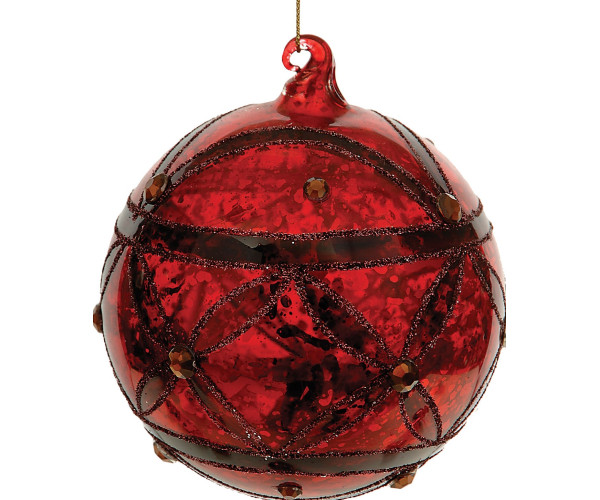 Γυάλινη Χριστουγεννιάτικη Μπάλα 10cm,Σέτ/2