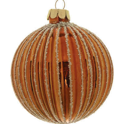 Χάλκινη Γυάλινη Χριστουγεννιάτικη Μπάλα 10cm,Σέτ/4