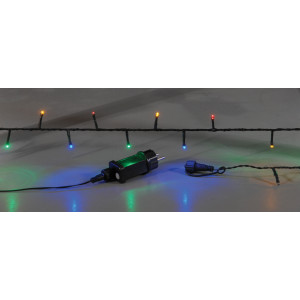 100Led Λαμπάκια Με Επέκταση,Πρόγραμμα Και Μετασχηματιστή Ip44 ,Πράσινο Καλώδιο/Πολύχρωμο Λαμπάκι ,5 Μέτρα (Kelvin: 6.000 - 10.000)
