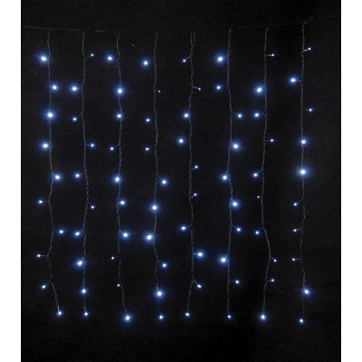 150Led Σταθερή Συμμετρική Κουρτίνα Με Επέκταση 200 x 100(h)cm ,Με Πράσινο Καλώδιο/Λευκό Λαμπάκι (Kelvin: 6.000 - 10.000)