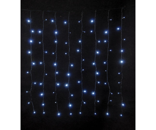 150Led Σταθερή Συμμετρική Κουρτίνα Με Επέκταση 200 x 100(h)cm ,Με Πράσινο Καλώδιο/Λευκό Λαμπάκι (Kelvin: 6.000 - 10.000)