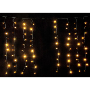 200Led Σταθερή Συμμετρική Κουρτίνα Ip44 Με Επέκταση 100+100=200 x 100(H)cm,Πράσινο Καλώδιο/Θερμό Λαμπάκι (Kelvin: 2.500 - 2.800)