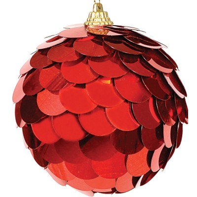 Κόκκινη Πλαστική Χριστουγεννιάτικη Μπάλα 8cm,Σέτ/4
