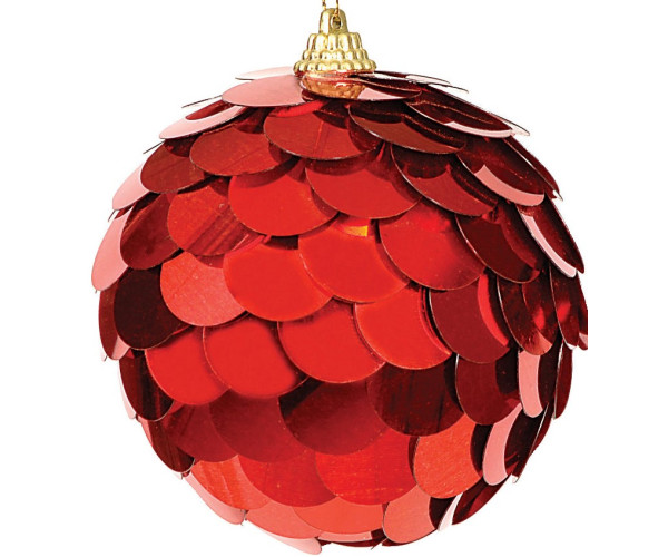 Κόκκινη Πλαστική Χριστουγεννιάτικη Μπάλα 8cm,Σέτ/4