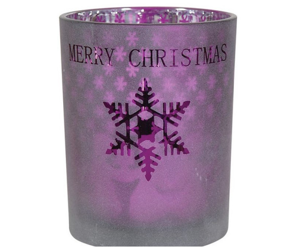 Γυάλινο Χριστουγεννιάτικο Κηροπήγιο 10 x 12.5(h)cm