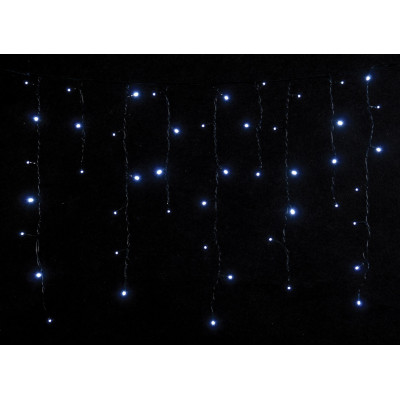 100Led Σταθερή Ασύμετρη Κουρτίνα Με Επέκταση 200 x 70(h)cm,Πράσινο Καλώδιο/Λευκό Λαμπάκι (Kelvin: 6.000 - 10.000)