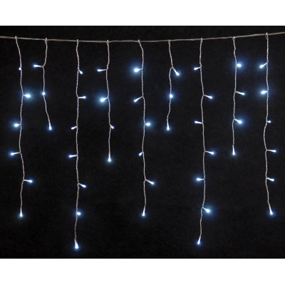 100Led Ασύμμετρη Κουρτίνα Με Επέκταση Και Μετασχηματιστή 200 x 70(h)cm,Διάφανο Καλώδιο/Λευκό Λαμπάκι (Kelvin: 6.000 - 10.000)