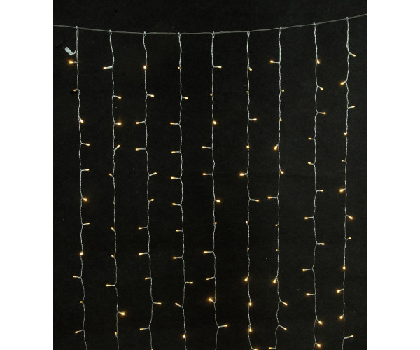 360Led Σταθερή Συμμετρική Κουρτίνα Ip44 Με Επέκταση 200 x 200(H)cm,Διάφανο Καλώδιο/Θερμό Λαμπάκι (Kelvin: 2.500 - 3.000)