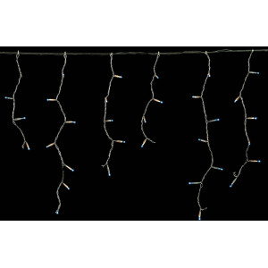 GS Ασύμετρη Κουρτίνα Με Επέκταση, Διάφανο Καλώδιο - Μπλέ Λαμπάκι 250 x 60cm