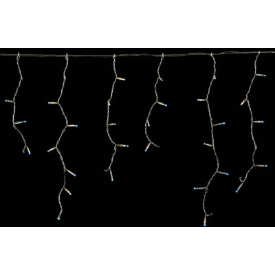 GS Ασύμετρη Κουρτίνα Με Επέκταση, Διάφανο Καλώδιο - Μπλέ Λαμπάκι 250 x 60cm