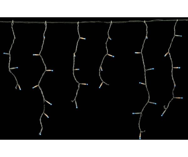GS Ασύμετρη Κουρτίνα Με Επέκταση, Διάφανο Καλώδιο - Μπλέ Λαμπάκι 250 x 60cm