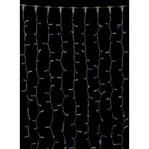 720L Gs Συμετρική Κουρτίνα Με Επέκταση, Διάφανο Καλώδιο - Μπλέ Λαμπάκι 200 x 280cm