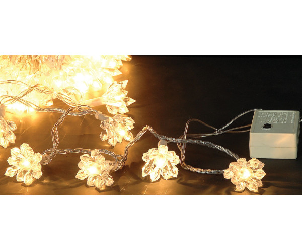 50 Λαμπάκια Με Ακρυλικά Σχέδια Και 8 Προγράμματα, Διάφανο Καλώδιο Και Λαμπάκι, Απόστασης 9 Μέτρων