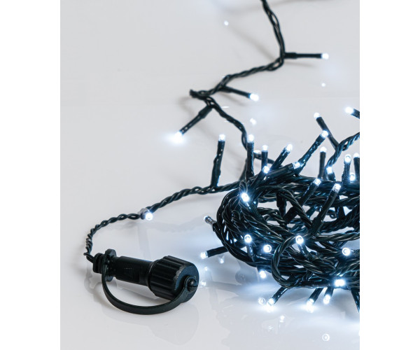 1000Led Λαμπάκια Με Επέκταση Και Μετασχηματιστή Ip44 ,Πράσινο Καλώδιο/Λευκό Λαμπάκι ,50 Μέτρα , (Kelvin: 6.000 - 10.000) , Με Καρούλι Αποθήκευσης