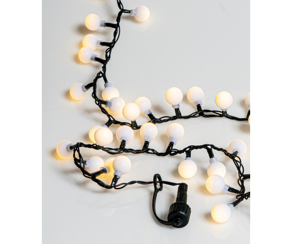 100Led Φωτάκια Με Μπίλια Με Επέκταση Και Μετασχηματιστή Ip44,Με Πράσινο Καλώδιο / Θερμό Λαμπάκι 2,5 μέτρα