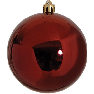 Χάλκινη Πλαστική Γυαλιστερή Χριστουγεννιάτικη Μπάλα 10cm,Σέτ/4