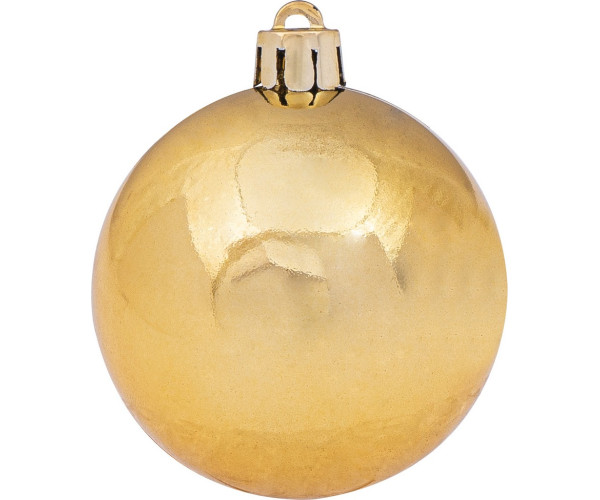 Χρυσή Γυαλιστερή Πλαστική Χριστουγεννιάτικη Μπάλα 10cm,Σέτ/4