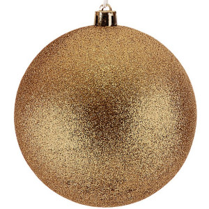 Χρυσή Πλαστική Χριστουγεννιάτικη Μπάλα Με Γκλίτερ 6cm,Σέτ/12