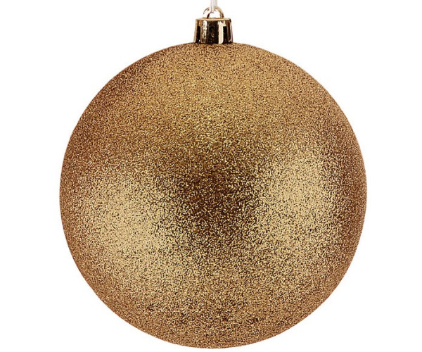 Χρυσή Πλαστική Χριστουγεννιάτικη Μπάλα Με Γκλίτερ 6cm,Σέτ/12
