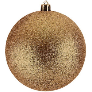 Χρυσή Πλαστική Χριστουγεννιάτικη Μπάλα Με Γκλίτερ 8cm,Σέτ/6