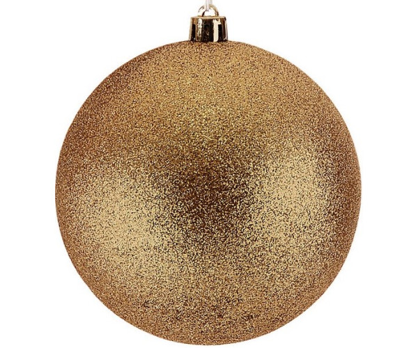 Χρυσή Πλαστική Χριστουγεννιάτικη Μπάλα Με Γκλίτερ 8cm,Σέτ/6