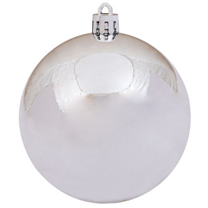 Ασημί Πλαστική Γυαλιστερή Χριστουγεννιάτικη Μπάλα 6cm ,Σέτ/12