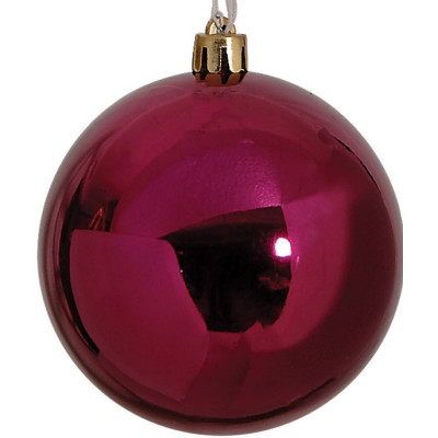 Μώβ Γυαλιστερή Χριστουγεννιάτικη Μπάλα 8cm,,Σέτ/6