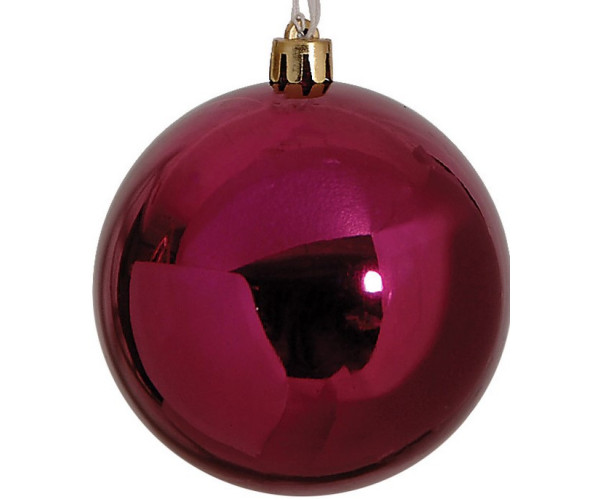 Μώβ Γυαλιστερή Χριστουγεννιάτικη Μπάλα 8cm,,Σέτ/6