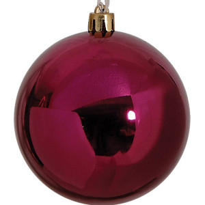 Μώβ Γυαλιστερή Χριστουγεννιάτικη Μπάλα 10cm,Σέτ/4