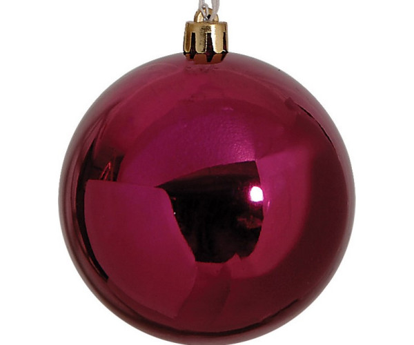 Μώβ Γυαλιστερή Χριστουγεννιάτικη Μπάλα 10cm,Σέτ/4