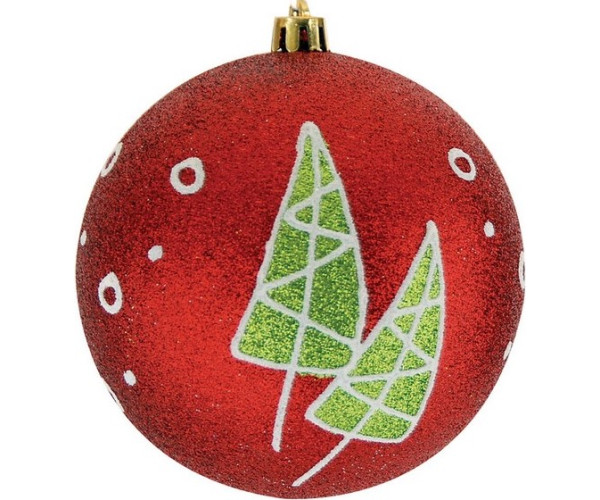 Κόκκινη Πλαστική Χριστουγεννιάτικη Μπάλα 8cm,Σέτ/6