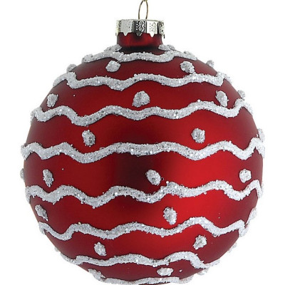 Κόκκινη Γυάλινη Χριστουγεννιάτικη Μπάλα 10cm,Σέτ/4