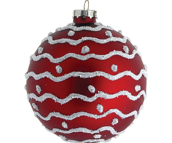 Κόκκινη Γυάλινη Χριστουγεννιάτικη Μπάλα 10cm,Σέτ/4