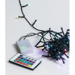 180Led Φωτάκια Rgb 15 Colours Multi Flash Ip44 Με Χειριστήριο Για Προγράμματα Με Πράσινο Καλώδιο Και 5 Διαφορετικούς Φωτισμούς ,9 Μέτρα