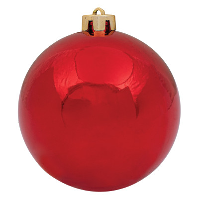 Κόκκινη Πλαστική Γυαλιστερή Χριστουγεννιάτικη Μπάλα 10cm,Σέτ/4