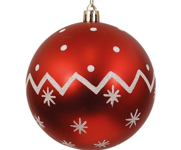 Κόκκινη Πλαστική Χριστουγεννιάτικη Μπάλα 8cm,Σέτ/6