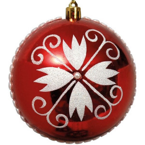 Κόκκινη Πλαστική Χριστουγεννιάτικη Μπάλα 8cm,Σέτ/6