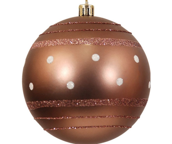 Χάλκινη Πλαστική Χριστουγεννιάτικη Μπάλα 8cm,Σέτ/6