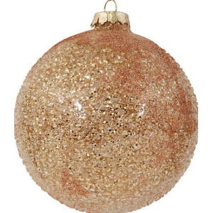 Καφέ Γυάλινη Χριστουγεννιάτικη Μπάλα 8cm,Σέτ/6