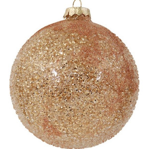 Καφέ Γυάλινη Χριστουγεννιάτικη Μπάλα 10cm,Σέτ/4