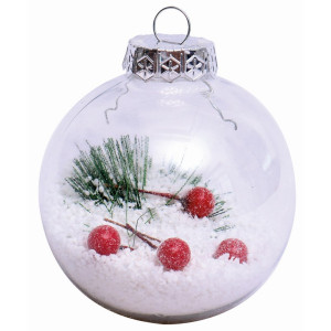 Διάφανη Πλαστική Χριστουγεννιάτικη Μπάλα 8cm ,Σέτ/3