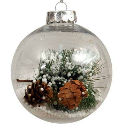 Διάφανη Πλαστική Χριστουγεννιάτικη Μπάλα 8cm,Σέτ/3